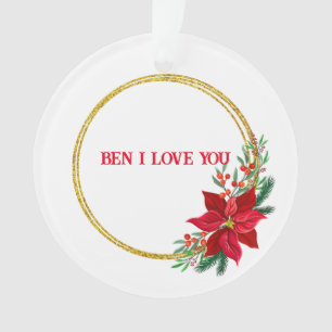 THE FLOWER DECORATION IS RED I GOLD AND I LOVE YOU