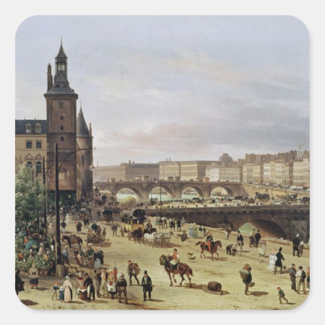 The Flower Market, 1832 Square Sticker (Front)