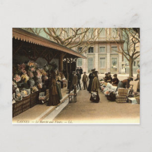 The Flower Market, Cannes France, 1915 Vintage Postcard