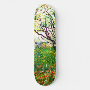 The Flowering Orchard (1888) by Vincent Van Gogh Skateboard