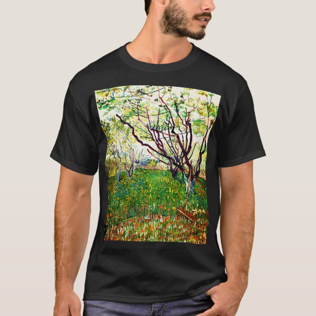 The Flowering Orchard (1888) by Vincent Van Gogh T-Shirt (Front)