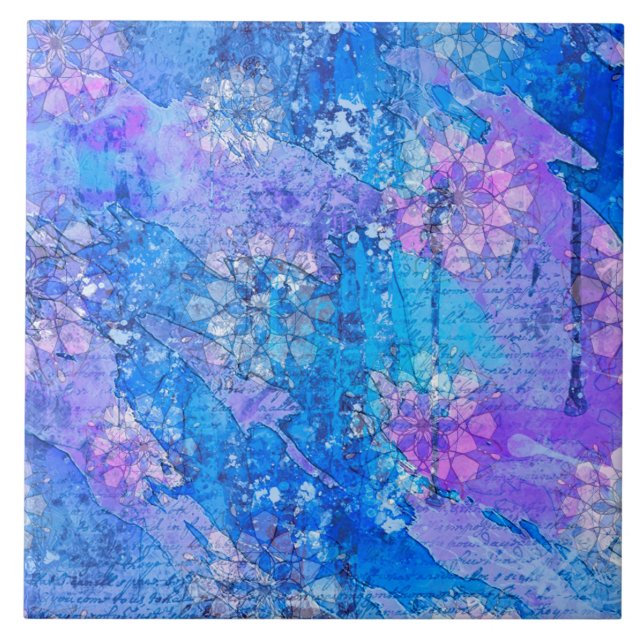 The Flowers Grow in Sapphire Pond Ceramic Tile (Front)
