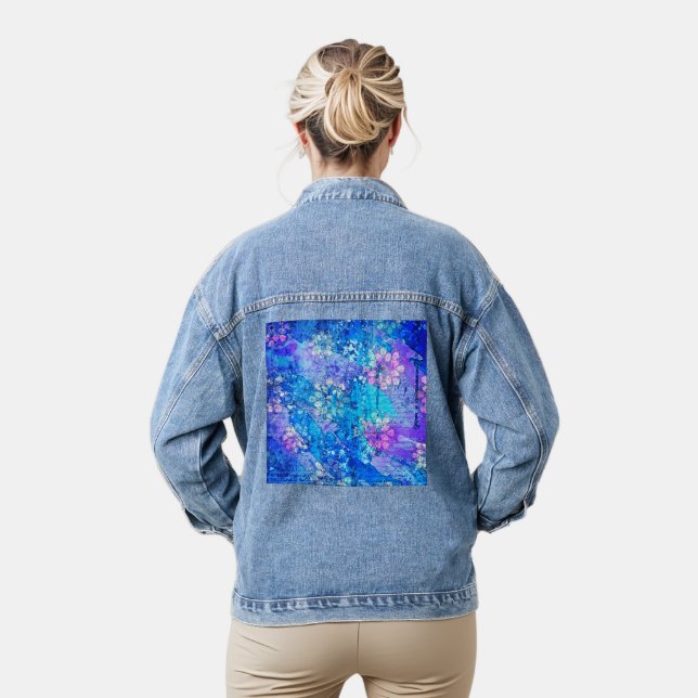 The Flowers Grow in Sapphire Pond Denim Jacket (Model)