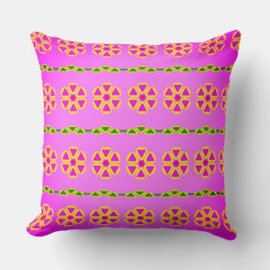 The Flowers of Purple and Green Triangle  Cushion