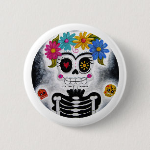 The Flowery Skull 6 Cm Round Badge