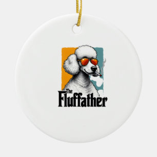 The Fluffather Poodle Vintage Funny Dog Mafia Vect Ceramic Ornament