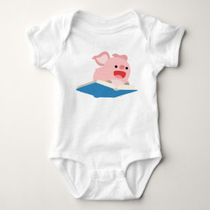 The Flying Book and Cartoon Pig Baby T-Shirt Bodysuit