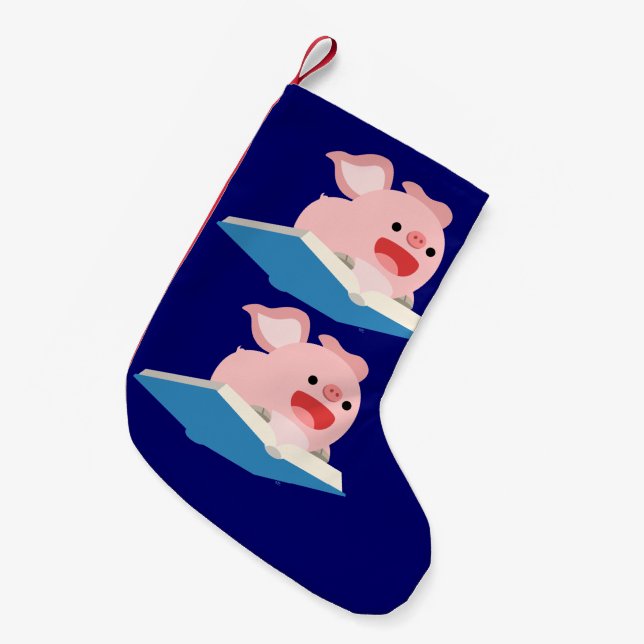 The Flying Book and Cartoon Pig Christmas Stocking (Front (Hanging))