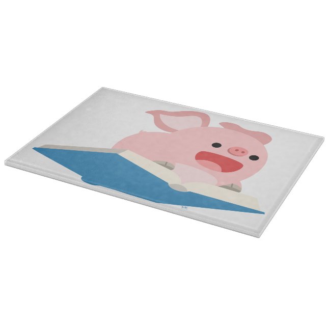 The Flying Book and Cartoon Pig Cutting Board (Corner)