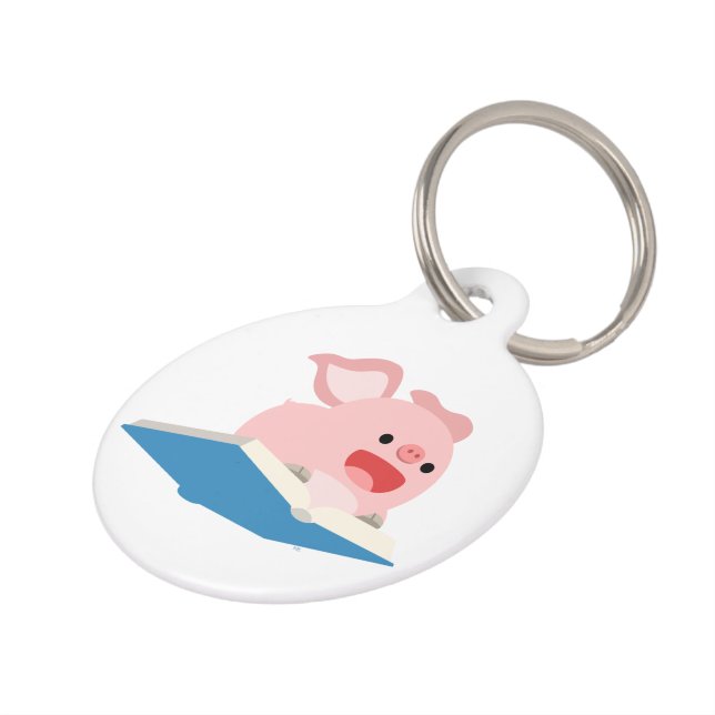 The Flying Book and Cartoon Pig Dog Tag (Side)