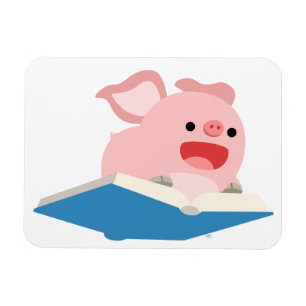 The Flying Book and Cartoon Pig Flexible Magnet