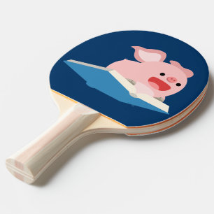 The Flying Book and Cartoon Pig Ping Pong Paddle