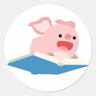 The Flying Book and Cartoon Pig Sticker