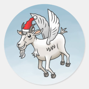 The Flying Christmas Goat Classic Round Sticker
