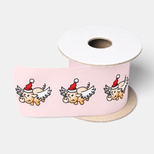 The Flying Christmas Pig Satin Ribbon