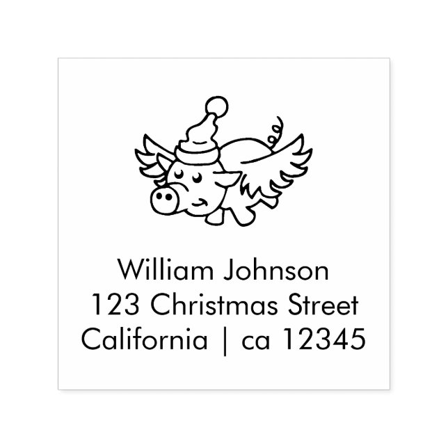 The Flying Christmas Pig Self-inking Stamp (Design)