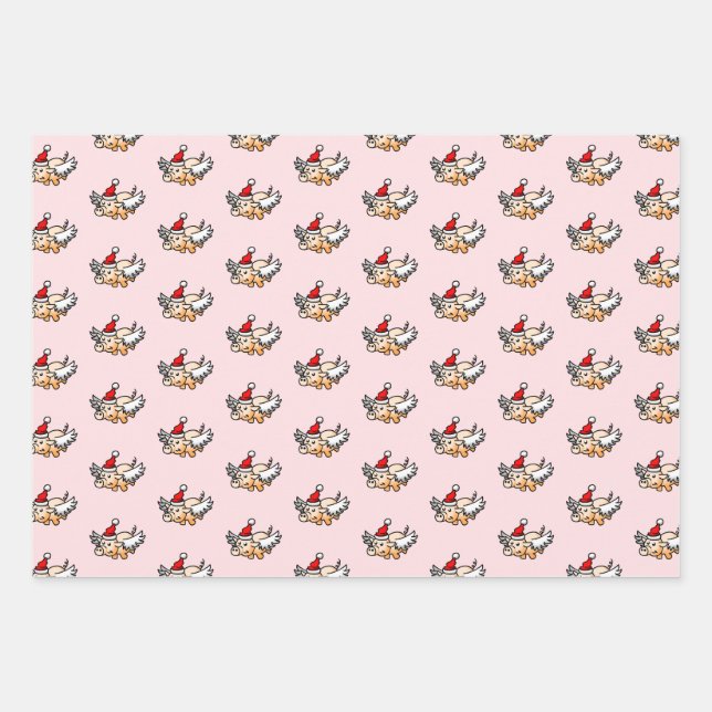 The Flying Christmas Pig Wrapping Paper Sheet (Front)