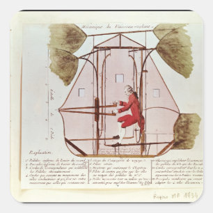 The Flying Machine of Jean Pierre Blanchard Square Sticker