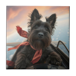 The Flying Scottish Terrier Dog Ceramic Tile