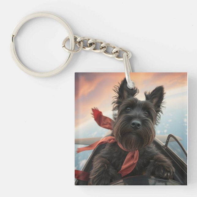The Flying Scottish Terrier Dog Key Ring (Front)