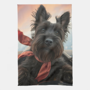 The Flying Scottish Terrier Dog Tea Towel