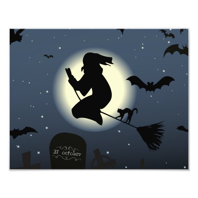 the flying witch halloween scene photo print (Front)