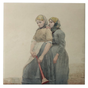 The Foghorn, 1883 (w/c) Tile