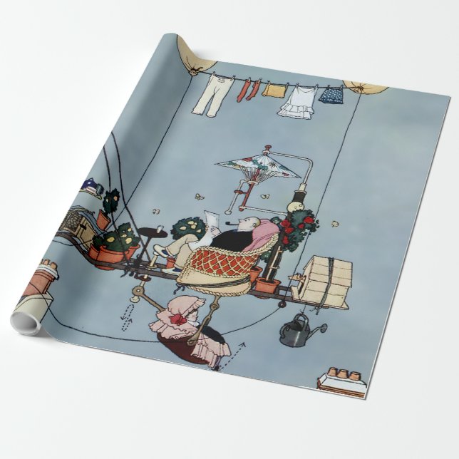 “The Folding Garden” by W Heath Robinson Wrapping Paper (Unrolled)