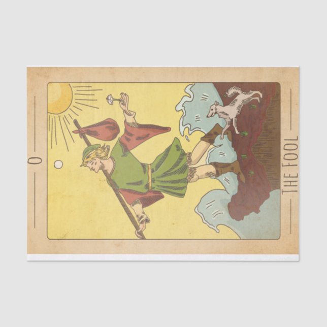  The Fool major arcana tarot card dog distressed  Tissue Paper (Front)