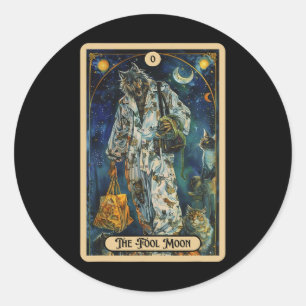 The Fool Moon Werewolf (the Fool) Halloween Tarot  Classic Round Sticker
