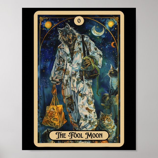 The Fool Moon Werewolf (the Fool) Halloween Tarot  Poster (Front)