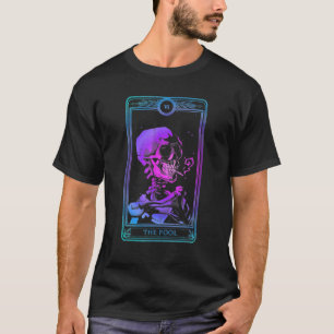 The Fool Smoking Skeleton Tarot Card Skull Pagan W T-Shirt