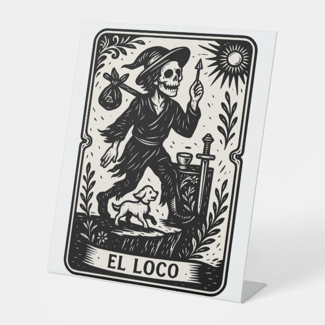 The Fool Tarot Card Art Print Pedestal Sign (Front)