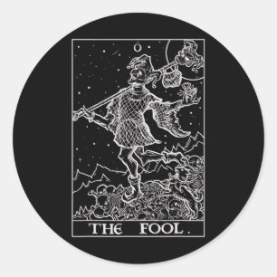 The Fool Tarot Card Court Jester Halloween Gothic Classic Round Sticker