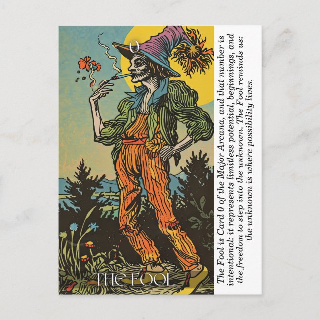 The Fool Tarot Retro Mystical Major Arcana Art  Postcard (Front)