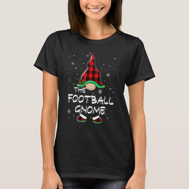 The Football Gnome Red Buffalo Plaid Christmas Paj T-Shirt (Front)