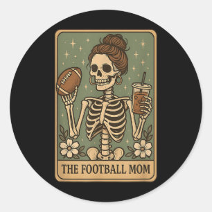 The Football Mum Tarot Card Skeleton Game Day Prou Classic Round Sticker