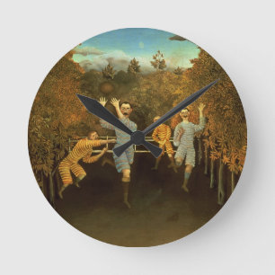The Football players,1908 (oil on canvas) Round Clock
