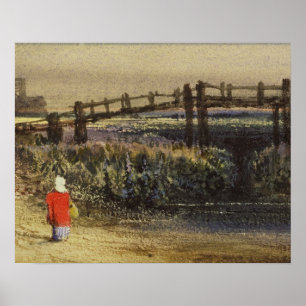 The Footbridge (Landscape with Red Cloak) (w/c and Poster