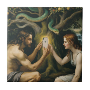 The Forbidden Fruit - Adam and Eve Ceramic Tile