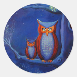 "The Forest At Night" Owl art stickers