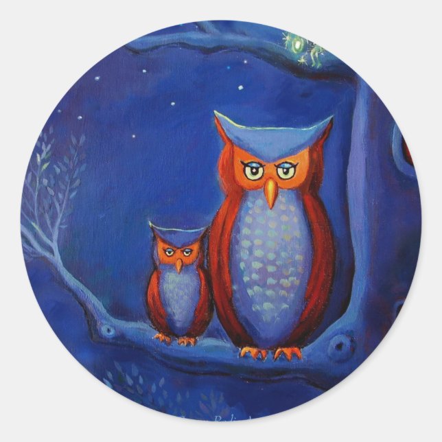 "The Forest At Night" Owl art stickers (Front)