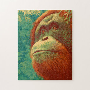The Forest Dweller - Orangutan, Japanese art  Jigsaw Puzzle