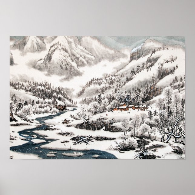 The Forest in Snow, Chinese Painting Poster (Front)