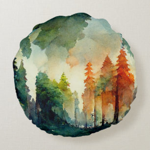 The Forest (nature) Round Cushion