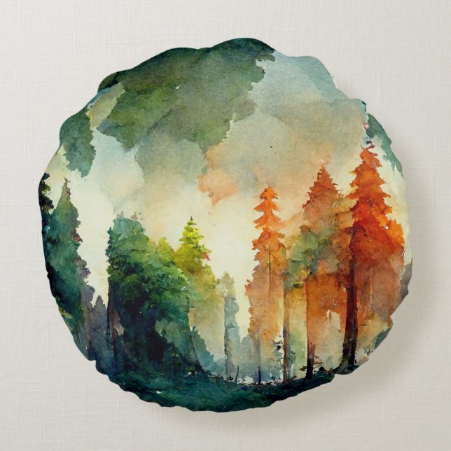 The Forest (nature) Round Cushion (Back)