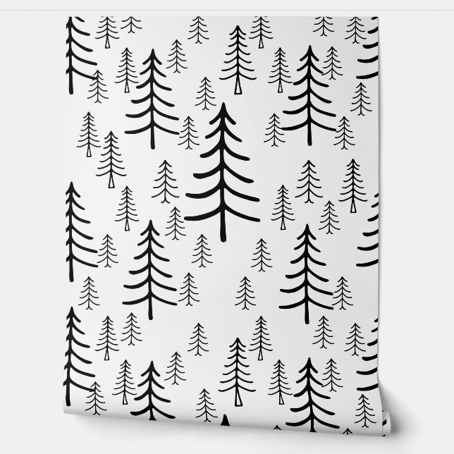 The Forest Through the Trees Minimalist Cabincore Wallpaper (Unrolling)