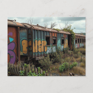 The Forgotten Railway – Abandoned Graffiti Train Postcard