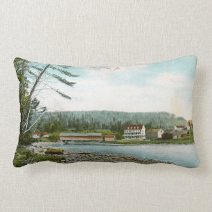 The Forks, Maine - Vintage Photo Lumbar Pillow