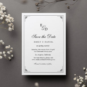 The Formal Elegant Black and White Wedding Save The Date